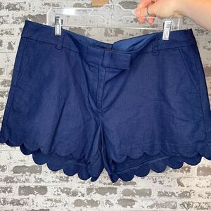 J. Crew | women linen blend navy blue shorts with details
